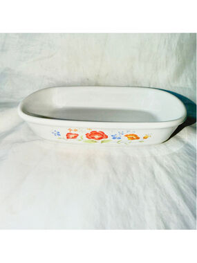 Vintage Northland Japan Casserole Baking Dish 7” X 4.75” Floral Poppy Oven Proof